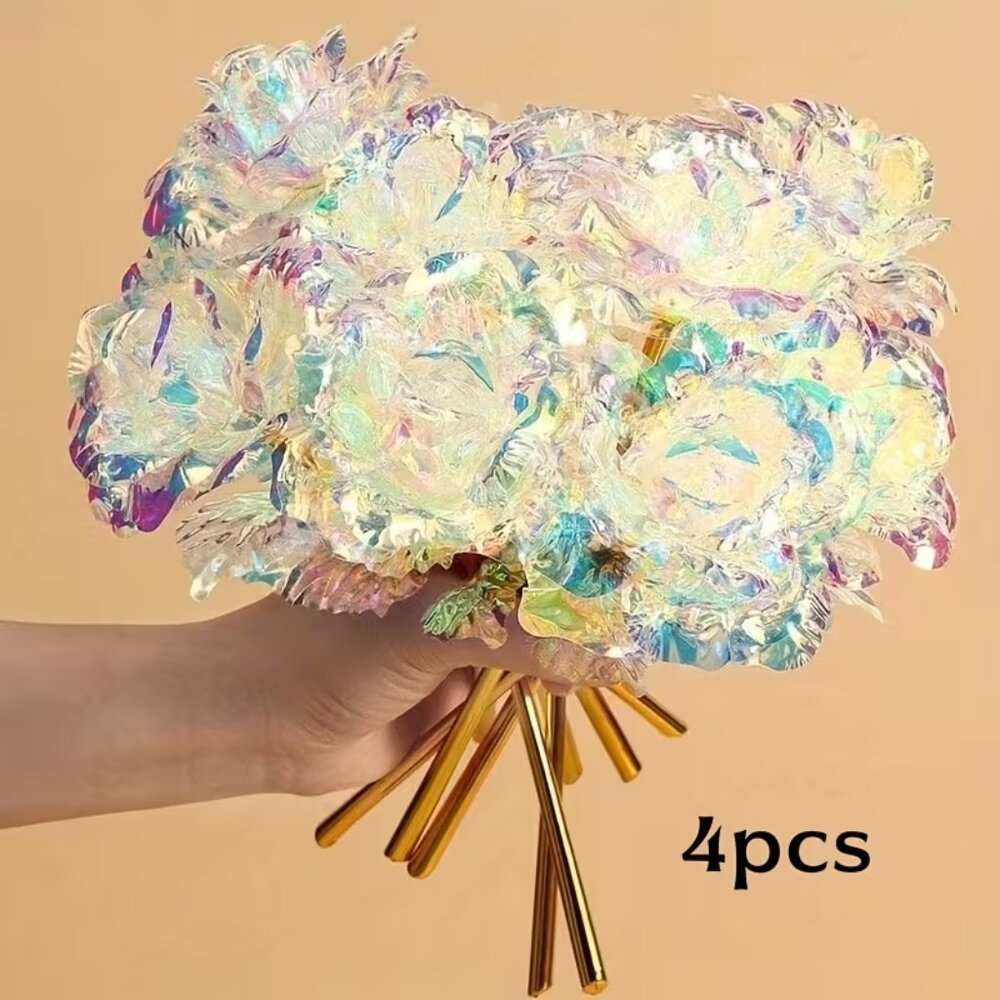 4 pc Color-Changing Light-Sensitive Artificial Plastic Roses - NEW